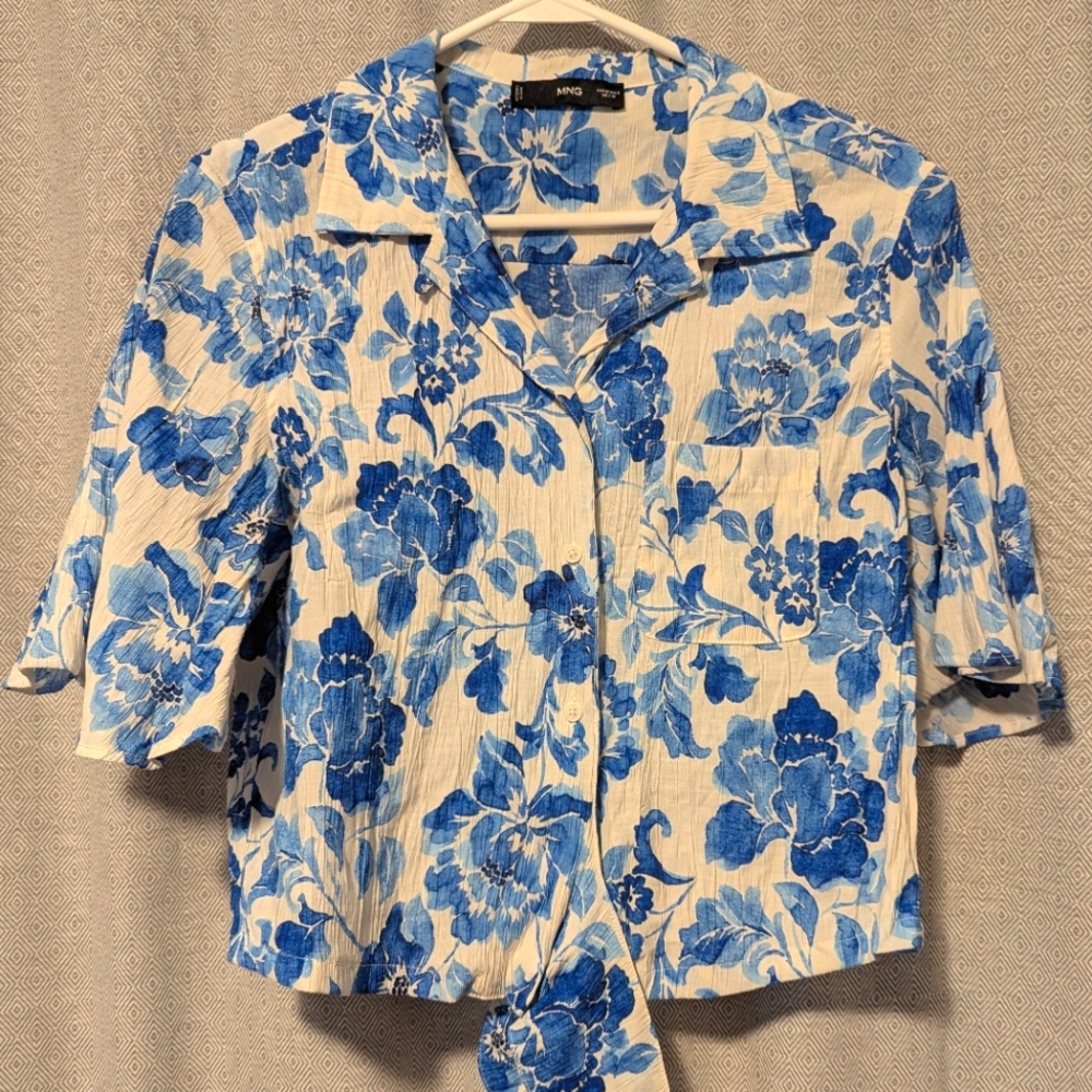 Mango Floral Cropped Tie Top